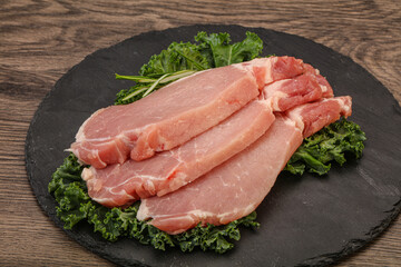 Raw pork steak for cooking