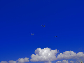 Russian military aircraft on a blue sky background