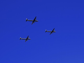 Russian military aircraft on a blue sky background