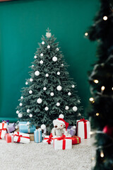 Christmas Santa Claus room decoration with Christmas tree, Finland flag