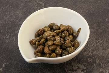 Tasty capers in the bowl
