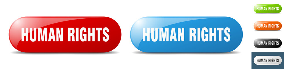 human rights button. key. sign. push button set