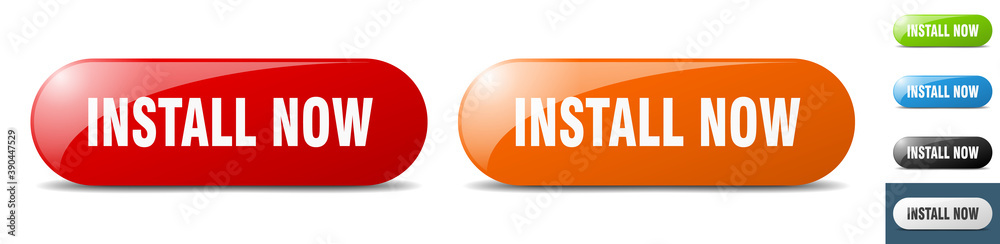 Wall mural install now button. key. sign. push button set