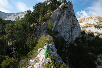 Rock climbing in the most difficult mountain ridge in Bulgaria called Sedonos. 