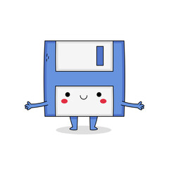 Cute floppy disk cartoon character
