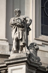 Facade of Saint Mary of Loreto Church in Rome, Italy