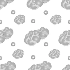 Schilderijen op glas Grascale seamless pattern of braided buns. Vector illustration isolated on a white background. © Vectorina