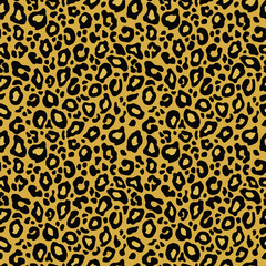 Vector seamless gold background. Animal leopard black pattern print