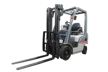 Powerful electric forklift isolated on a white background