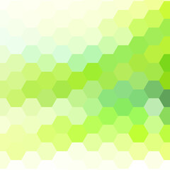 Fototapeta na wymiar Green background with Hexagon Mosaic. Vector bright wallpaper with juicy colors - Symbol of Eco and Natural.