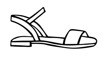 Doodle summer sandals hand drawn in line art style