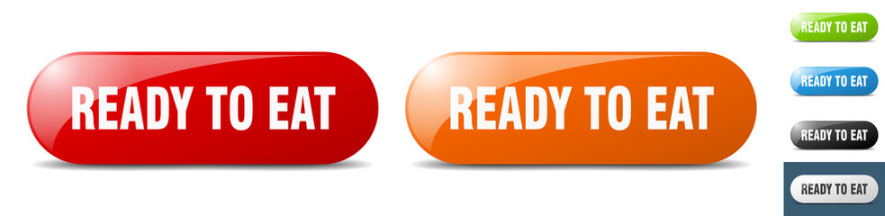 ready to eat button. key. sign. push button set