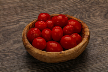 Pickled cherry tomatoes in the bowl