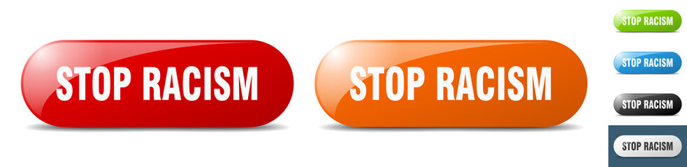stop racism button. key. sign. push button set