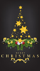 Merry Christmas holiday , Christmas tree star on black background,Vector illustration EPS10
