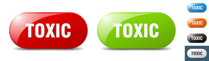 toxic button. key. sign. push button set