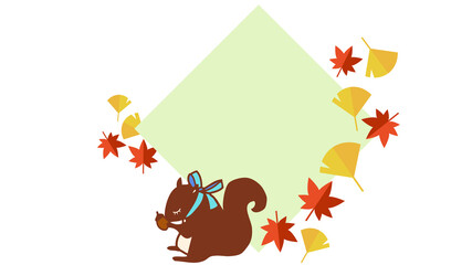 リスとリボンの装飾ラベル