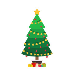 Christmas tree vector. Christmas tree on white background. free space for text.