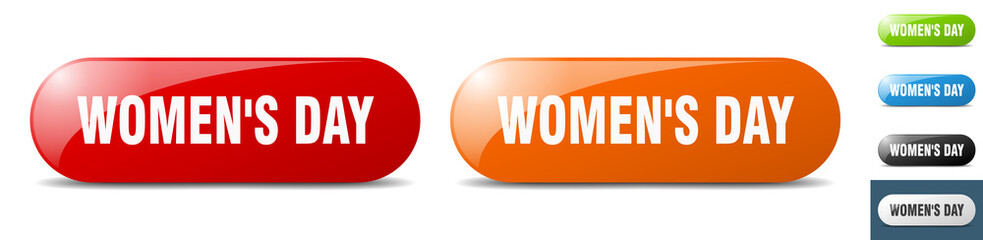 women's day button. key. sign. push button set
