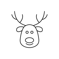 Vector drawing of a reindeer head, Santa Claus deer on a light background.