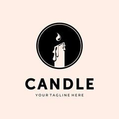 Candle Logo Vector Template Illustration Design in Circle