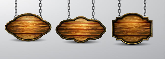 Vector realistic illustration of wooden signboard