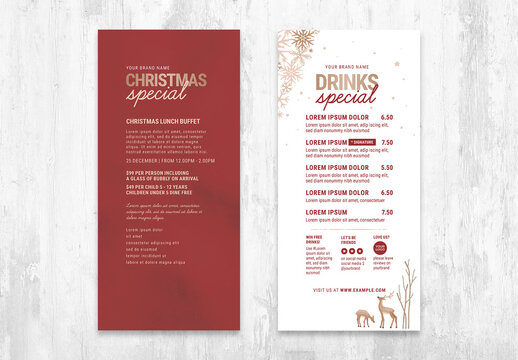 Christmas Menu Flyer with Snowflake Elements