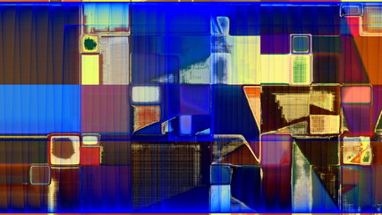 rendu d'un travail numérique, composition abstraite rythmée par les couleurs