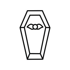 Wooden Coffin for deceased line icon