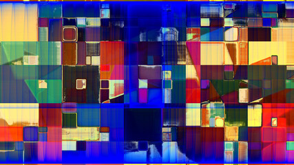 rendu d'un travail numérique, composition abstraite rythmée par les couleurs
