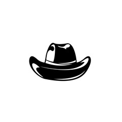 Cowboy hat icon, Retro Hat, Emblem design on white background