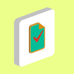 Ok glyph Simple vector icon. Illustration symbol design template for web mobile UI element. Perfect color isometric pictogram on 3d white square. Ok glyph icons for business project.