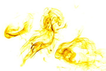 Yellow smoke on white background