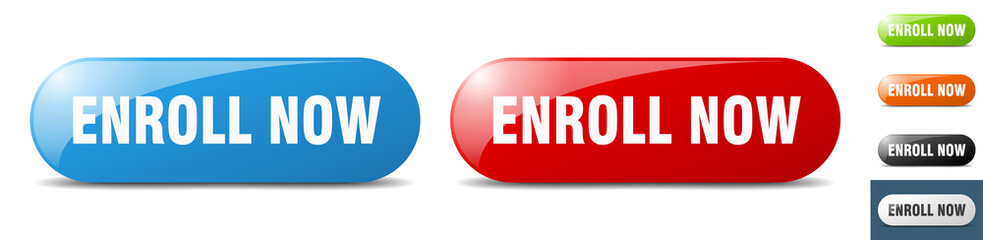 enroll now button. key. sign. push button set