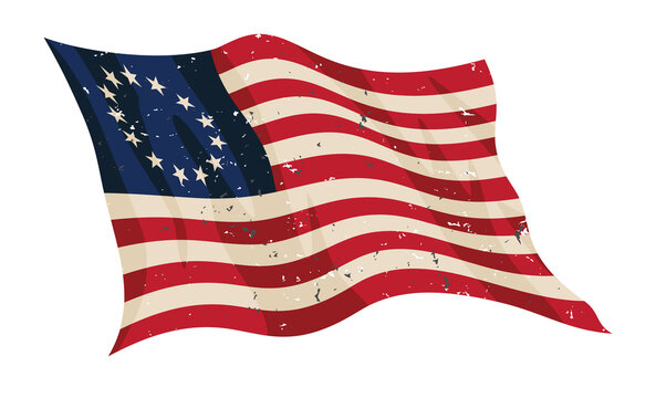 Waving Aged Betsy Ross Flag Isolated Vector Illustration