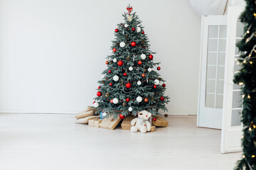 Christmas tree with gifts New Year decoration room