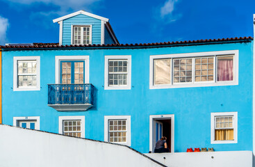 Portugal, Azores, Island of Faial, typical house in the city of Horta.