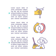 Organic dairy farming concept icon with text. Hand milking. Greenhouse gas emissions. Milk quality. PPT page vector template. Brochure, magazine, booklet design element with linear illustrations