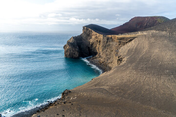 Obraz premium Azores, Island of Faial, view on the volcanic landscape of the Volcano Capelinhos