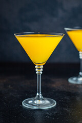 orange cocktail juice alcohol or non-alcoholic drink meal ingredient top view copy space for text food background rustic