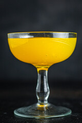 orange cocktail juice alcohol or non-alcoholic drink meal ingredient top view copy space for text food background rustic
