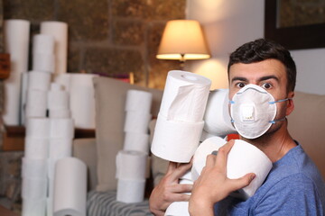 Comedian hoarding lots of toilet paper © ajr_images