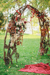autumn composition with arch