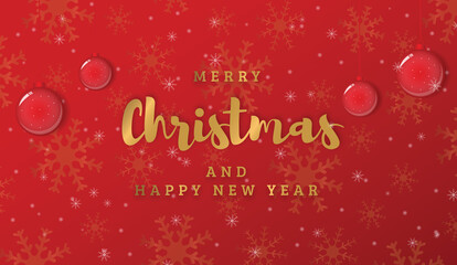 merry christmas and happy new year gold and red background good for greeting card banner poster