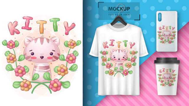 Kitty in flower - poster and merchandising.