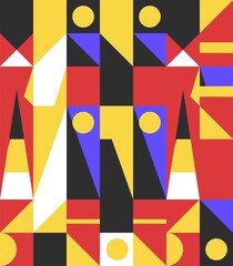 Obraz premium Classic retro geometric wallpaper inspired by bauhaus design. Vector background EPS 8.