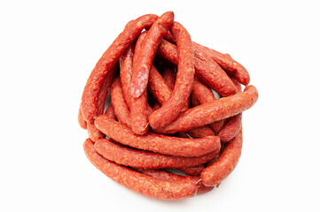 Smoked sausage isolated on white background
