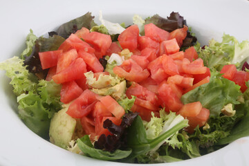 tomato and lettuce salad as vegan healthy  food