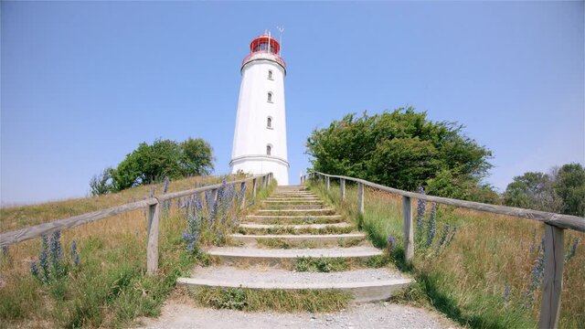 lighthouse on a hill on the coast