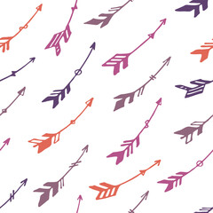 Decorative boho arrows graphic seamless ornament. Ethnic rustic design. Indigenous indian motive. 